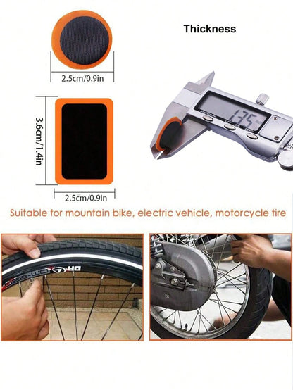 48pcs/96pcs Rubber Bike Tire Patches Circular And Square No Glue Needed Repair Tool For Bicycling Accessories Durable Protection For Mountain And Road Bikes
