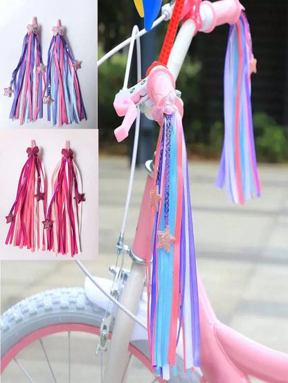 4PCS/2PCS Latest Bicycle Handlebar Streamers, Shiny Diamond/Star/Butterfly/Snowflake Colorful Ribbons, High-Quality Material Easy To Install And Remove, Skateboard, Balance Bike, Bicycle Decoration Ac