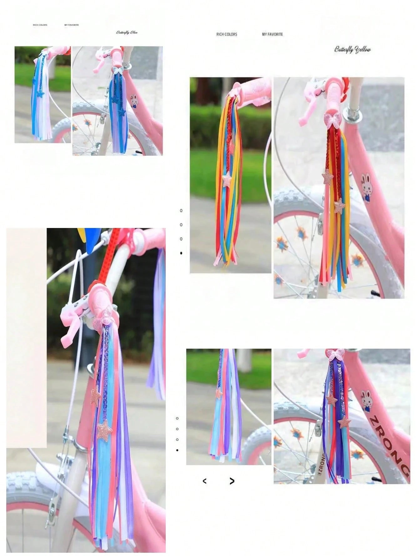 4PCS/2PCS Latest Bicycle Handlebar Streamers, Shiny Diamond/Star/Butterfly/Snowflake Colorful Ribbons, High-Quality Material Easy To Install And Remove, Skateboard, Balance Bike, Bicycle Decoration Ac