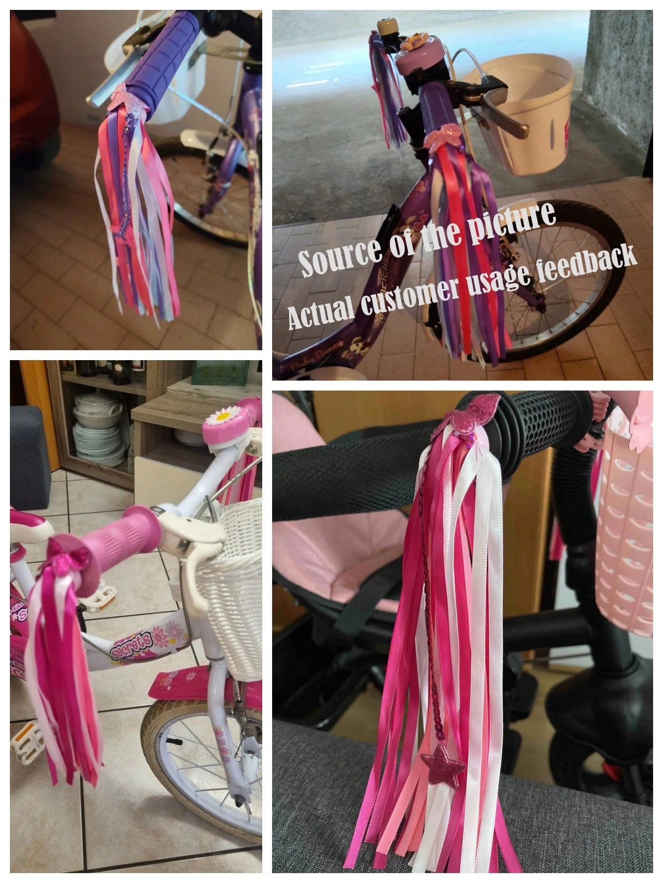 4PCS/2PCS Latest Bicycle Handlebar Streamers, Shiny Diamond/Star/Butterfly/Snowflake Colorful Ribbons, High-Quality Material Easy To Install And Remove, Skateboard, Balance Bike, Bicycle Decoration Ac
