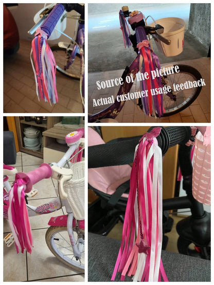 4PCS/2PCS Latest Bicycle Handlebar Streamers, Shiny Diamond/Star/Butterfly/Snowflake Colorful Ribbons, High-Quality Material Easy To Install And Remove, Skateboard, Balance Bike, Bicycle Decoration Ac