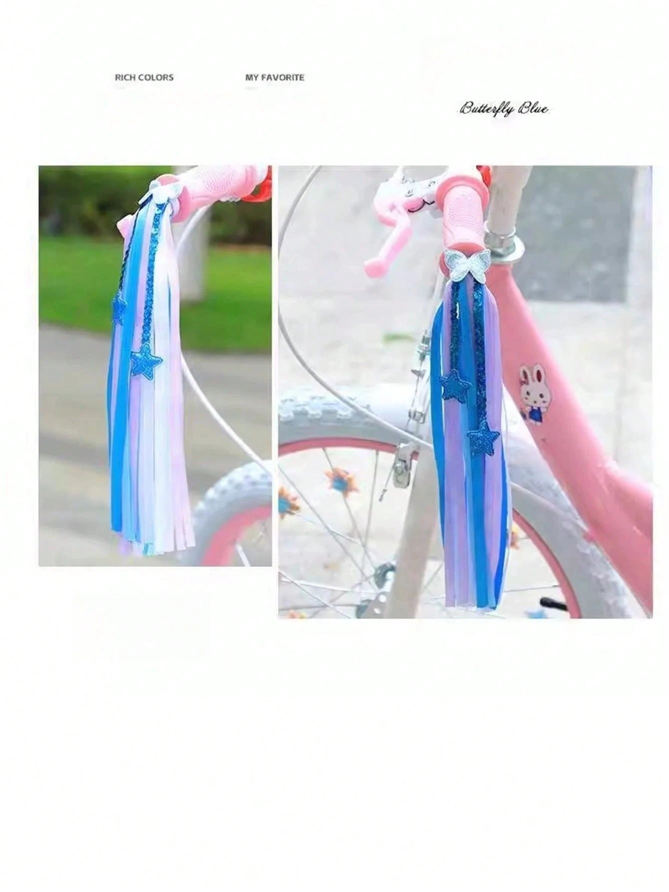 4PCS/2PCS Latest Bicycle Handlebar Streamers, Shiny Diamond/Star/Butterfly/Snowflake Colorful Ribbons, High-Quality Material Easy To Install And Remove, Skateboard, Balance Bike, Bicycle Decoration Ac