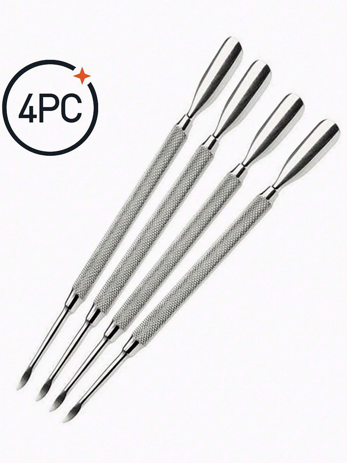 4Pcs Cuticle Pusher Double Sided- Sharp Edge Spoon Shaped Dual Ended Cuticle Pusher Remover Clean Stainless Steel Manicure Pedicure Manicure Care Tool,Nail Supplies,Nail Tools,Nail Art Tools,Back To