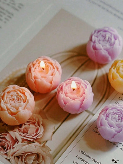 4pcs Handmade Rose Scented Candles, Handmade Bouquet Design, Women's Gift, Home Decor, Aromatherapy, Suitable For Christmas, Thanksgiving, Valentine's Day, Birthday And Other Holidays, Perfect Gift Fo