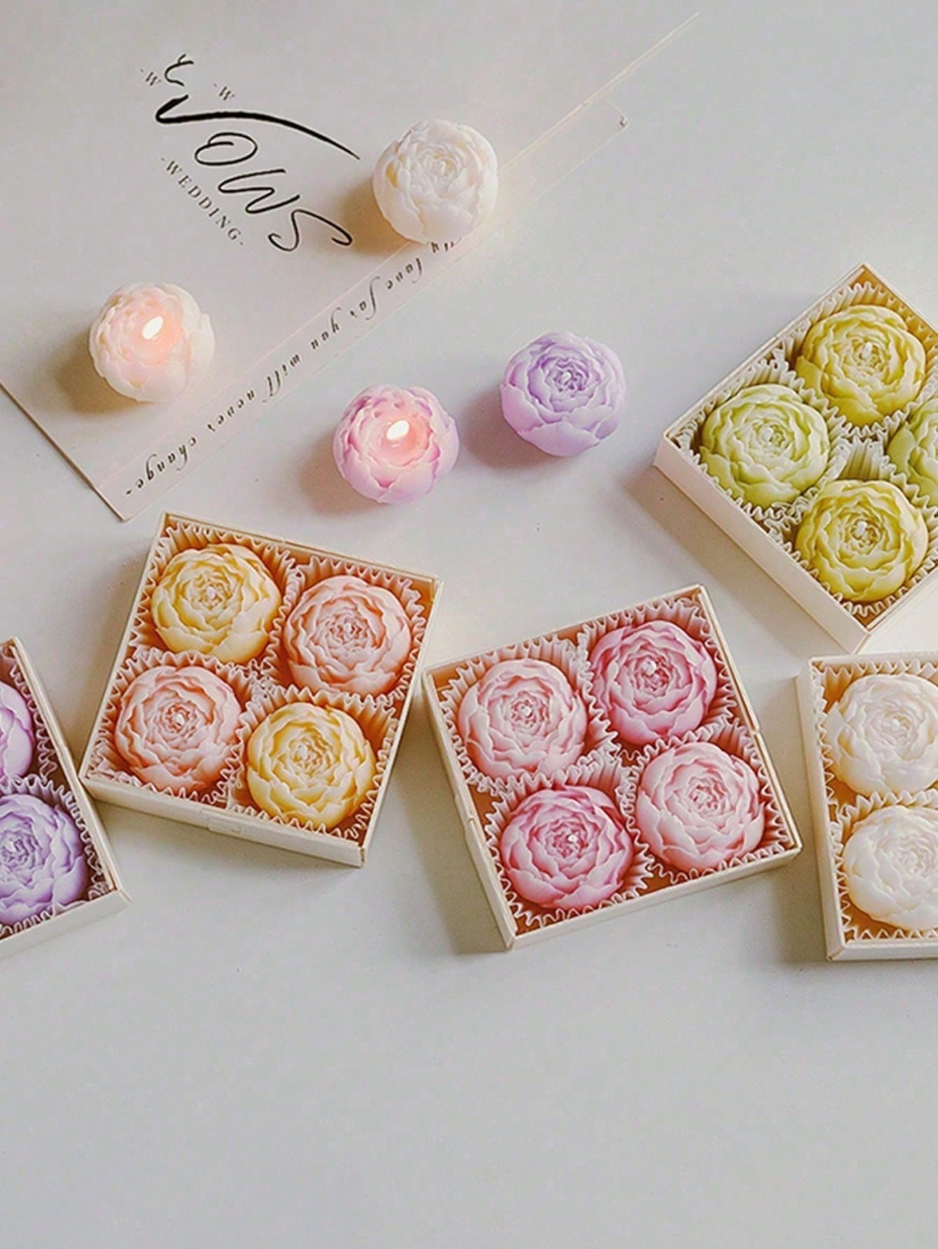 4pcs Handmade Rose Scented Candles, Handmade Bouquet Design, Women's Gift, Home Decor, Aromatherapy, Suitable For Christmas, Thanksgiving, Valentine's Day, Birthday And Other Holidays, Perfect Gift Fo