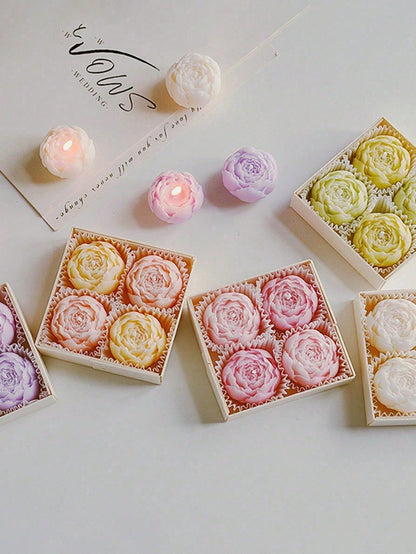4pcs Handmade Rose Scented Candles, Handmade Bouquet Design, Women's Gift, Home Decor, Aromatherapy, Suitable For Christmas, Thanksgiving, Valentine's Day, Birthday And Other Holidays, Perfect Gift Fo