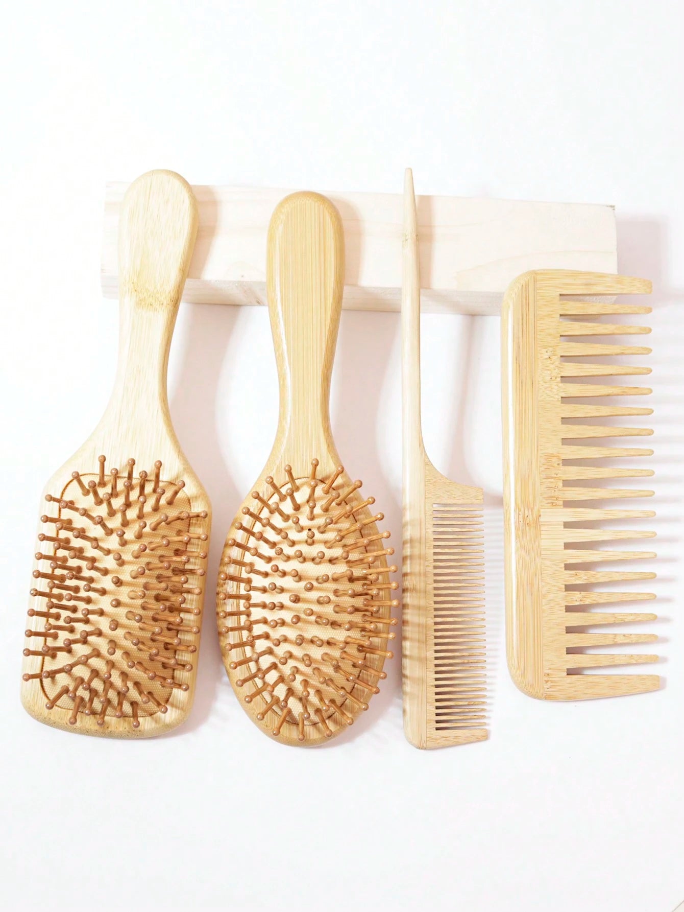 4pcs Paddle Hairbrush Bamboo Unwrapping Hairbrush And Wide Tooth Massage Curl Comb Suitable For Men And Women With Thick Curly Hair Hair Brush, Hair Brush, Comb, Hair Tools, Hair Products And Accessor