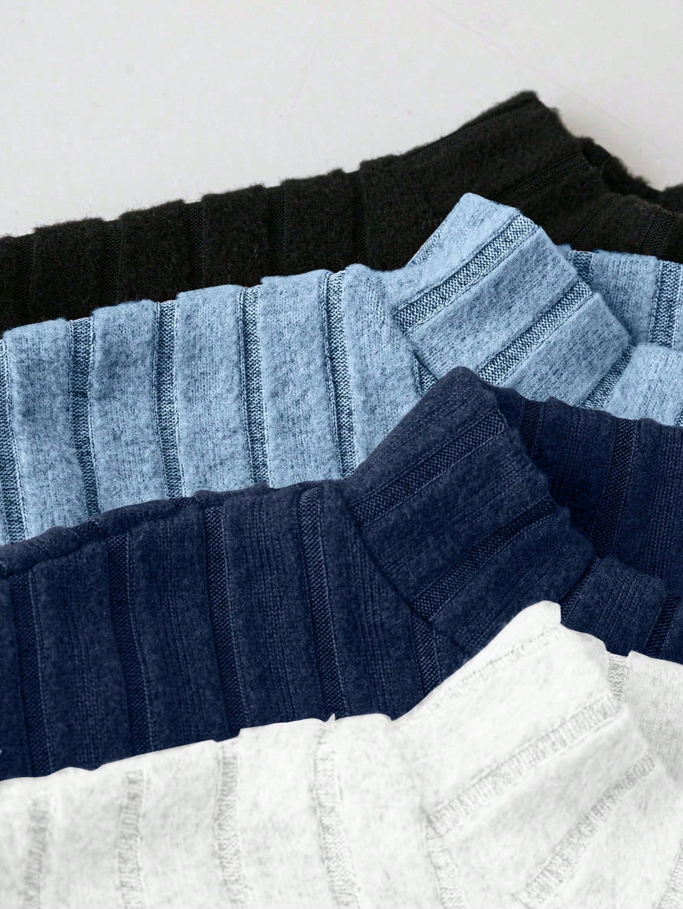 4pcs/Set Plus Size Women Ribbed Texture High Neck Fitted Casual Basic T-Shirt, Autumn/Winter Fall