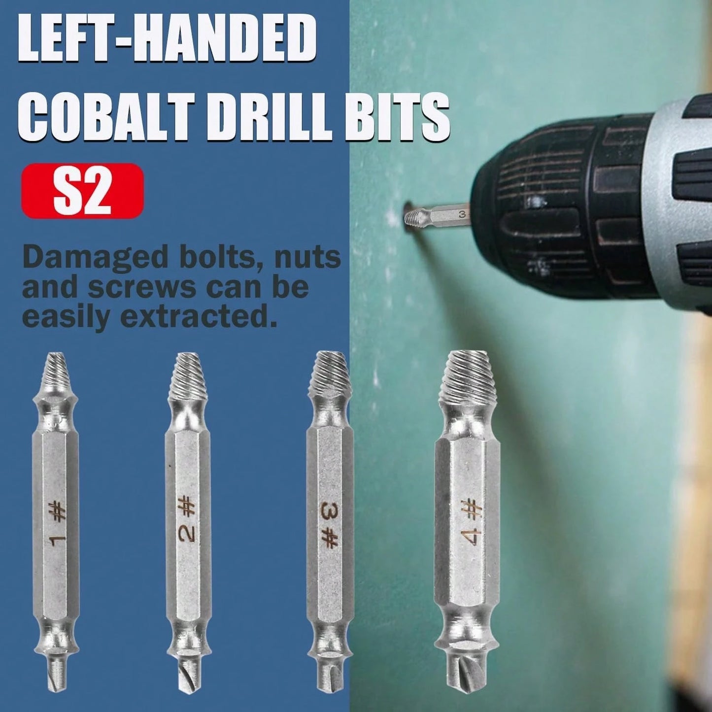 4pcs/Set Steel Broken Screw Extractor Drill Bits Removal Tool Set