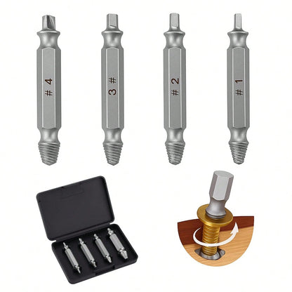 4pcs/Set Steel Broken Screw Extractor Drill Bits Removal Tool Set