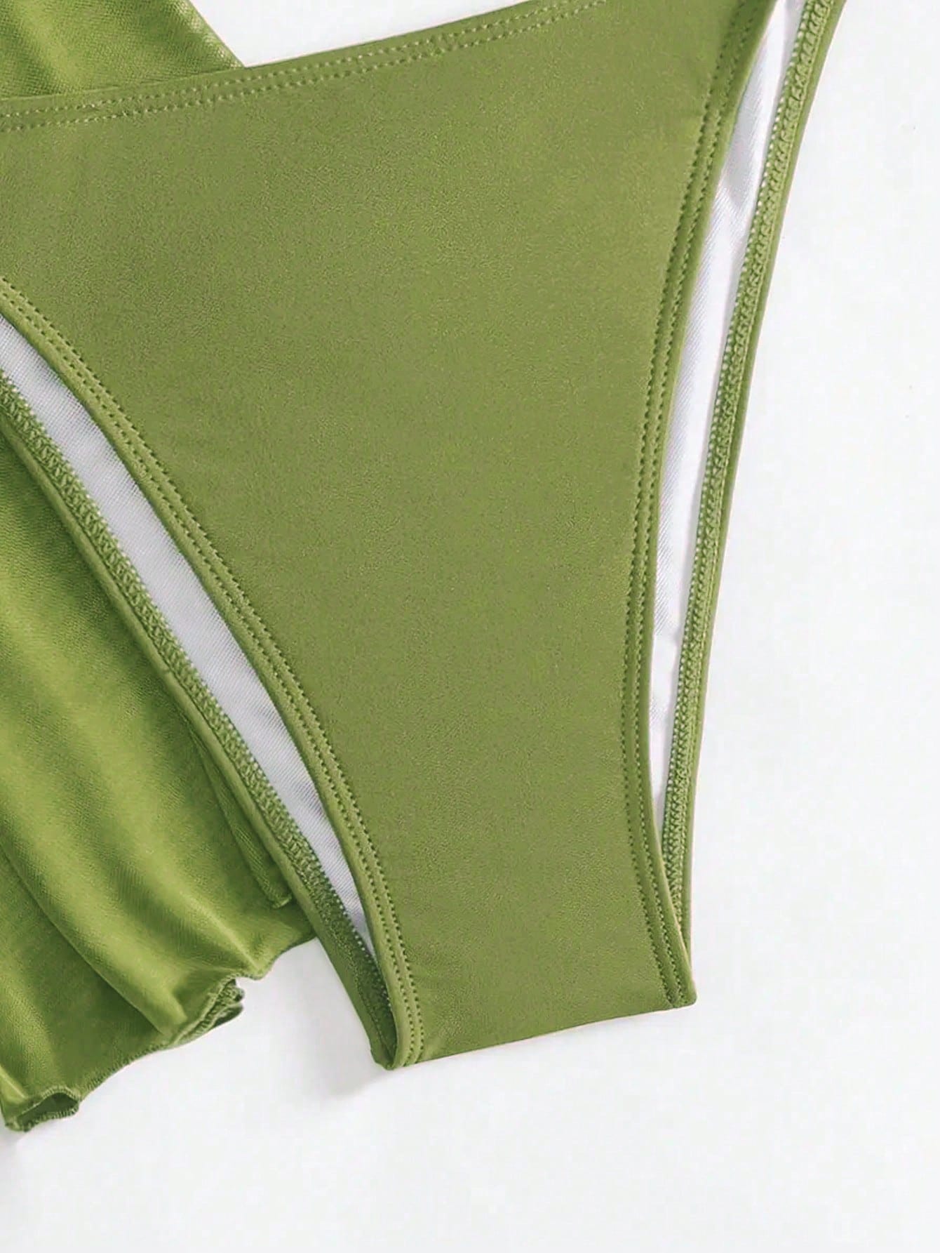 4pcs Sexy Solid Color Bikini Set With Sheer Cover-Up, Suitable For Vacation, Beach Party, Also Ideal For New Year And Valentine's Day, Exuding Elegance And Avant-Garde, Perfect Choice For Casual Women