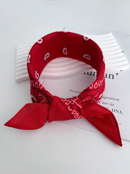 4pcs Unisex Hip Hop Black Bandana Scarf Headband Wristband Square Handkerchief Printed