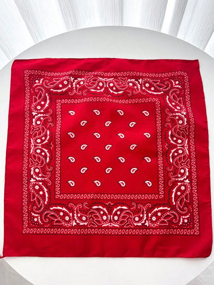 4pcs Unisex Hip Hop Black Bandana Scarf Headband Wristband Square Handkerchief Printed