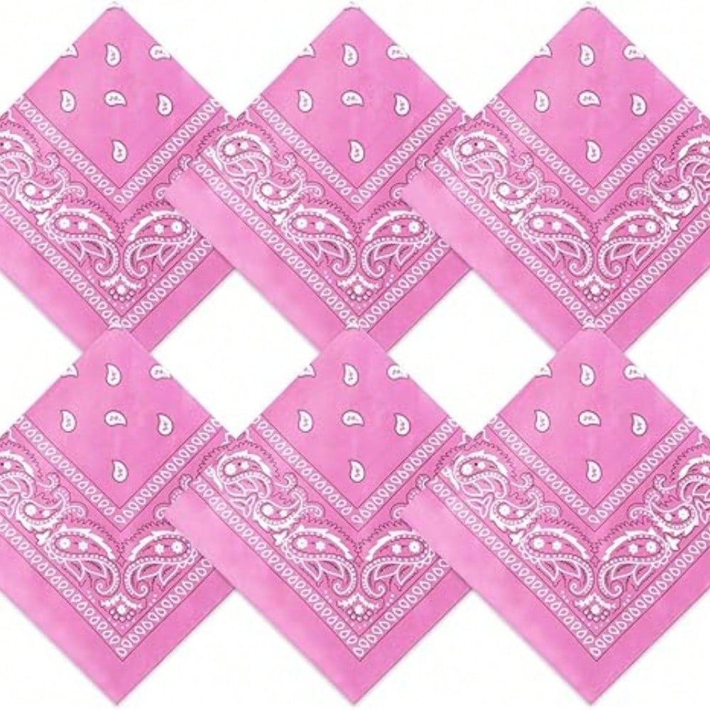 4pcs Unisex Hip Hop Black Bandana Scarf Headband Wristband Square Handkerchief Printed