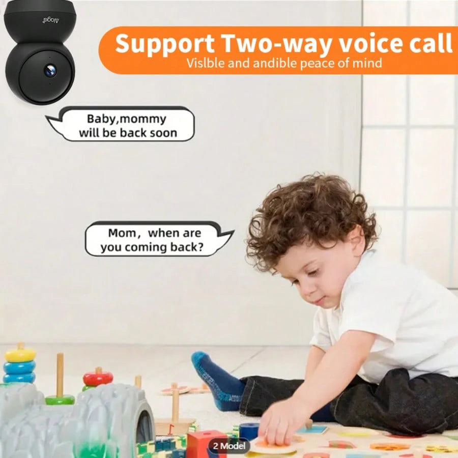 4pcs With 360 ° PTZ AI Automatic Tracking And Monitoring Camera- A Sleep Monitor For Babies, 2K HD, AI Motion Detection/Sound Detector, Real-Time Abnormal Alarm, Supports Two-Way High-Definition Voic
