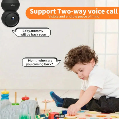 4pcs With 360 ° PTZ AI Automatic Tracking And Monitoring Camera- A Sleep Monitor For Babies, 2K HD, AI Motion Detection/Sound Detector, Real-Time Abnormal Alarm, Supports Two-Way High-Definition Voic