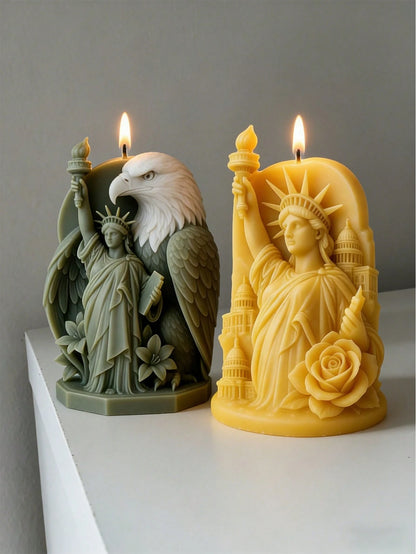 4th Of July Statue Of Liberty & Bald Eagle Silicone Mold| Goddess Torch, Eagle Feather Texture And Floral Decor Creative 3D Relief Handmade DIY Mold. Soft And Elastic Material, Easy Demold And Clean