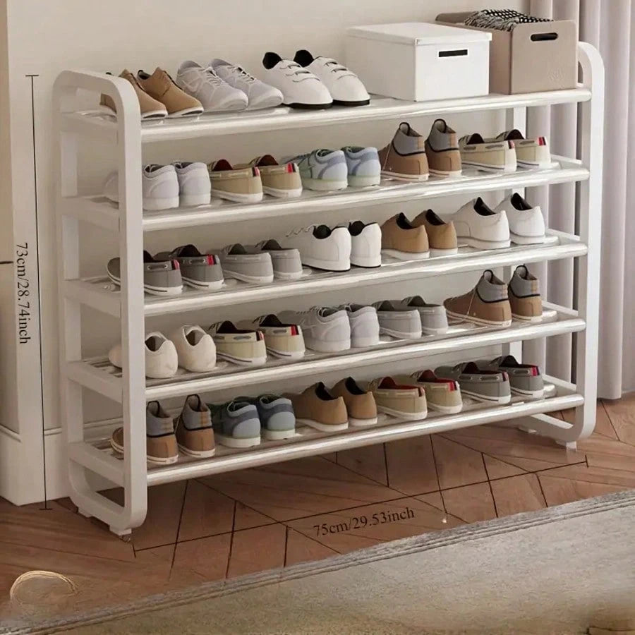 5 Tier Shoe Rack Organizer For Entryway, Large Capacity Metal Shoe Storage Shelf, Space Saving Vertical Shoe Stand With Sturdy Frame, Freestanding Shoe Organizer For Closet, Bedroom, Dorm Room, Garage