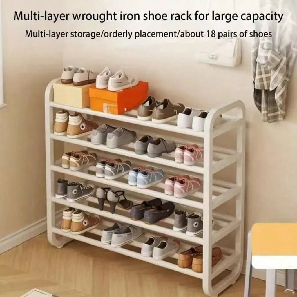 5 Tier Shoe Rack Organizer For Entryway, Large Capacity Metal Shoe Storage Shelf, Space Saving Vertical Shoe Stand With Sturdy Frame, Freestanding Shoe Organizer For Closet, Bedroom, Dorm Room, Garage