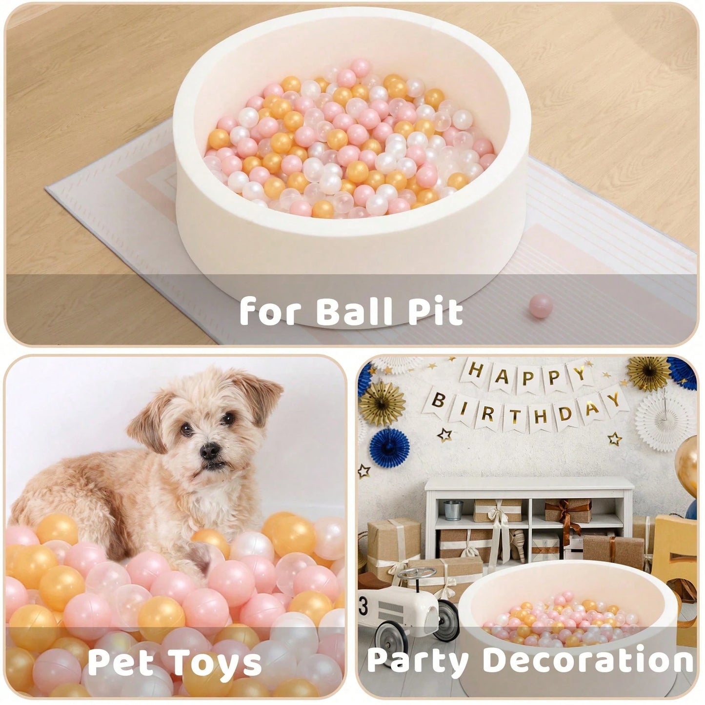 50Pcs Fashionable Bright Colors Baby Ball Pit Balls Crush Proof Plastic Toy Balls For Ball Pit Swimming Pools Playpens Tents Birthday Party Decor