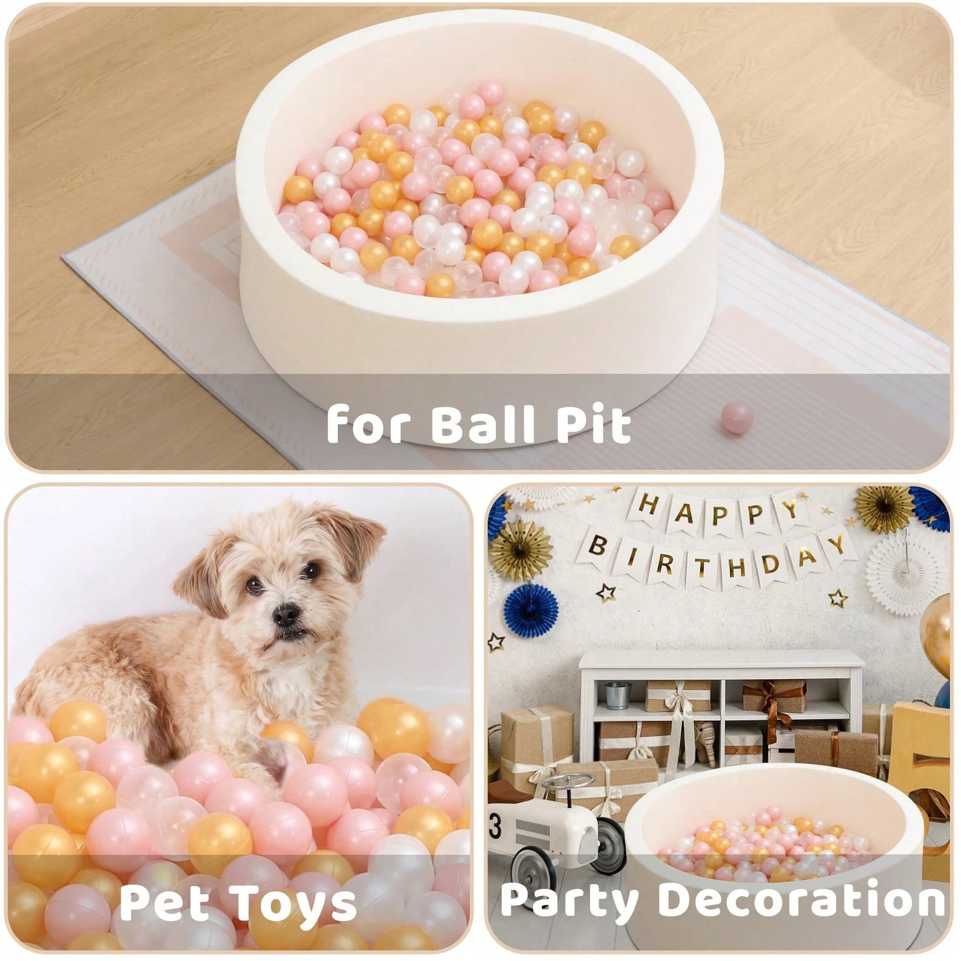 50Pcs Fashionable Bright Colors Baby Ball Pit Balls Crush Proof Plastic Toy Balls For Ball Pit Swimming Pools Playpens Tents Birthday Party Decor