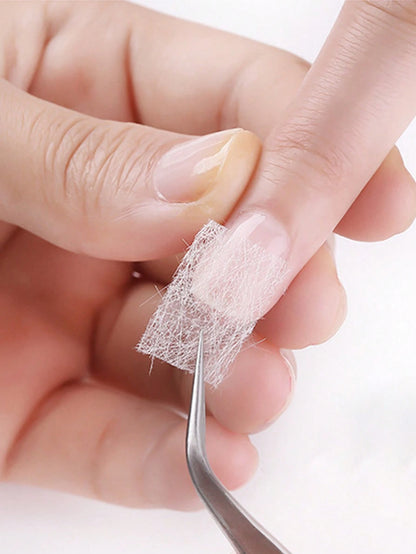 50Pcs Fiberglass Silk Nail Repair Stickers, Nail Reinforcement & Extension Wraps, Suitable For Home And Nail Salon, Strong Nail Protection Tools