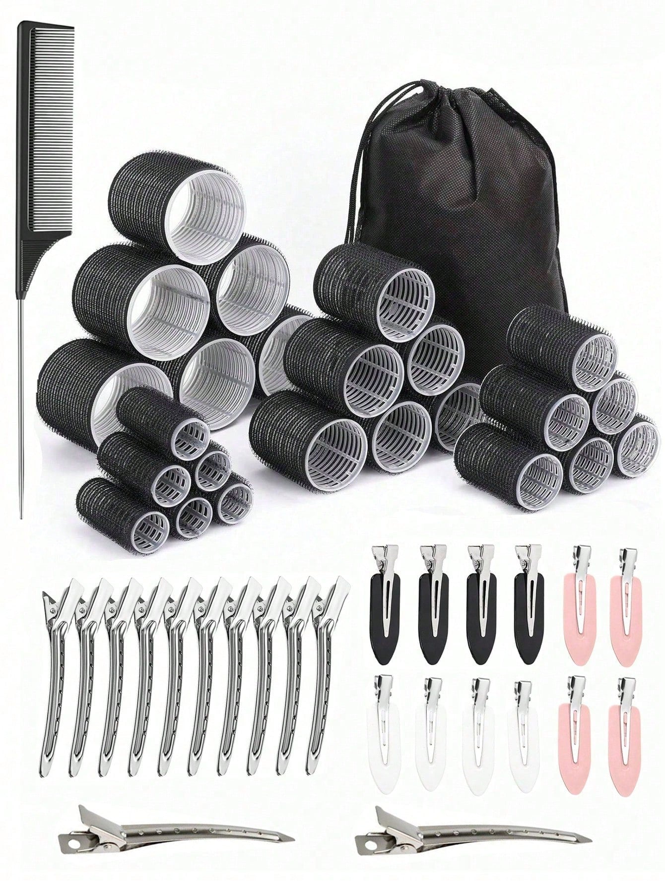 50pcs Self-Grip Curling Iron Set, Salon Style Manual Hair Curler Set For Short To Long Hair, DIY Hairstyles, Air Bangs, Slouchy Curling, Hair Rollers, Heatless Curls, Hair Curler, Hair Products And Ac