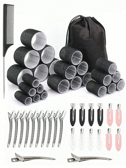 50pcs Self-Grip Curling Iron Set, Salon Style Manual Hair Curler Set For Short To Long Hair, DIY Hairstyles, Air Bangs, Slouchy Curling, Hair Rollers, Heatless Curls, Hair Curler, Hair Products And Ac