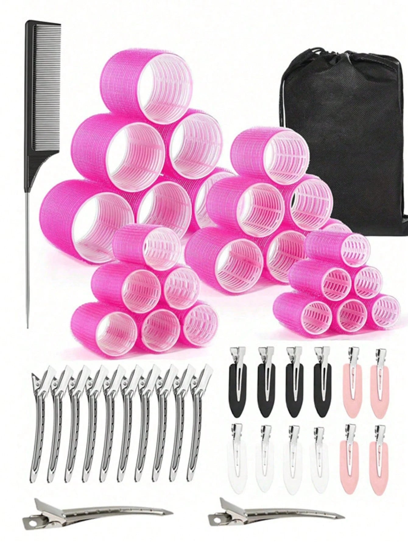 50pcs Self-Grip Curling Iron Set, Salon Style Manual Hair Curler Set For Short To Long Hair, DIY Hairstyles, Air Bangs, Slouchy Curling, Hair Rollers, Heatless Curls, Hair Curler, Hair Products And Ac