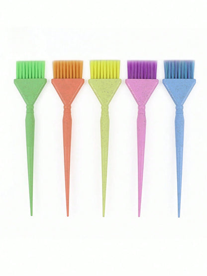 5pcs/1pc Colorful Wheat Straw Hair Dye Brush, Salon Perming & Coloring & Hair Treatment Brush, High-End Hair Salon Hair Dye Comb, Medium Size Hair Coloring Brush