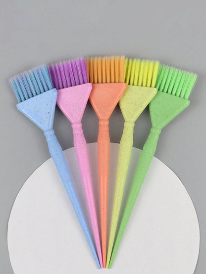 5pcs/1pc Colorful Wheat Straw Hair Dye Brush, Salon Perming & Coloring & Hair Treatment Brush, High-End Hair Salon Hair Dye Comb, Medium Size Hair Coloring Brush