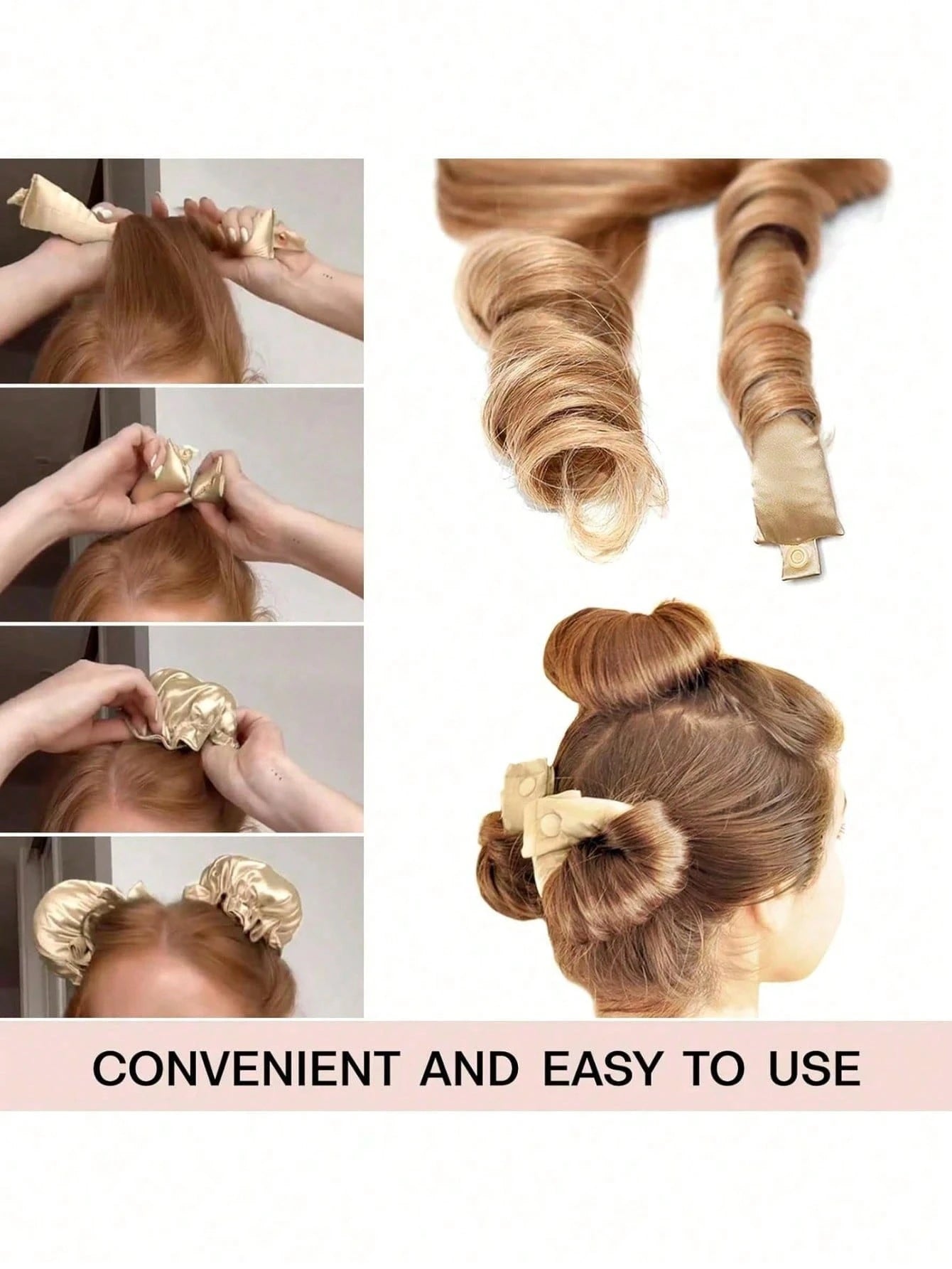 5pcs/4pcs/3pcs No Heat Curling Rods, Slouchy Hair Curler, Silk Hair Rollers, Elastic Sleep Headband, Long Hair Soft Curling Tools, Manual Styling Accessories For Home Use, Sleep Hair Curling Device, S