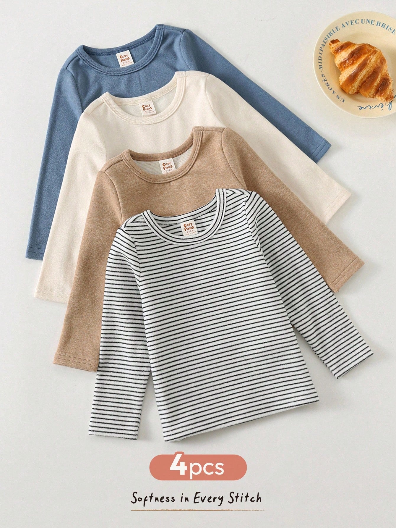5pcs Baby Boy Soft Knit Crew Neck Short Sleeve Oversized Pullover Top-Versatile And Comfortable Back To School Clothes Fall/Winter Clothes