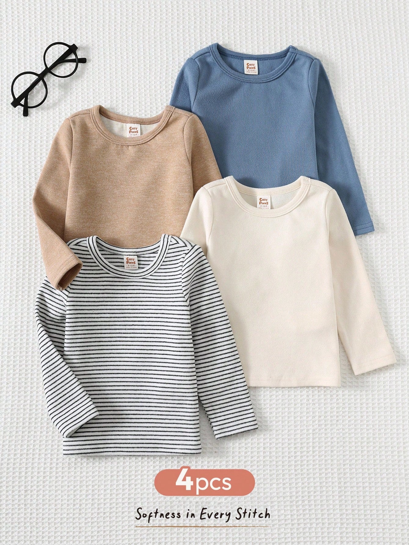 5pcs Baby Boy Soft Knit Crew Neck Short Sleeve Oversized Pullover Top-Versatile And Comfortable Back To School Clothes Fall/Winter Clothes
