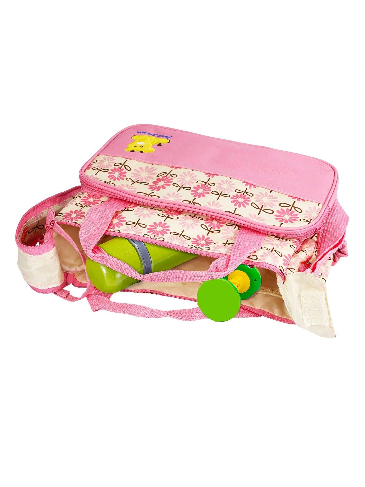 5PCS Baby Nappy Diaper Bags Set Mummy Diaper Shoulder Bags With Nappy Changing Pad Insulated Pockets Travel Tote Bags For Mom Dad