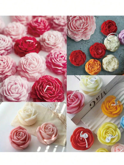 5pcs Bouquet Silicone Mold- Realistic Rose & Peony Flower Candle Mold, Suitable For Resin, Soap And Clay Crafts- DIY Wedding And Holiday Gift Making Materials- Reusable Non-Stick Home Decor Mold
