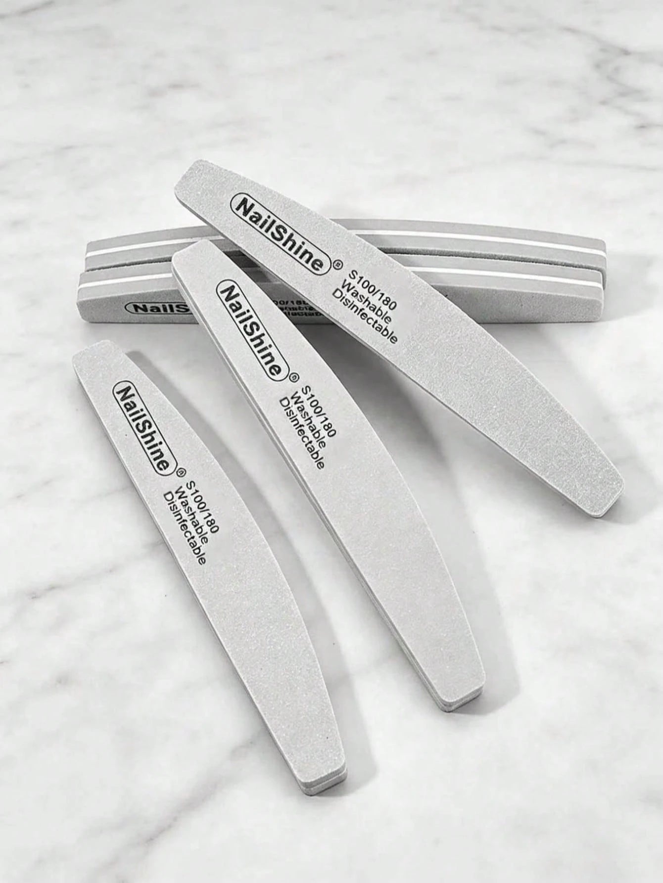 5pcs Crescent-Shaped Shape Washable & Disinfectable Professional Sponge Nail File 100/180
