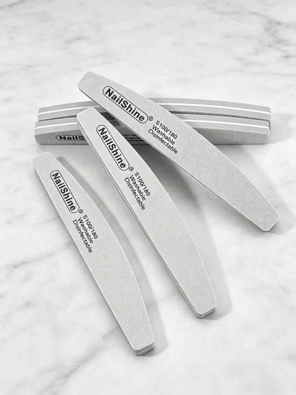 5pcs Crescent-Shaped Shape Washable & Disinfectable Professional Sponge Nail File 100/180