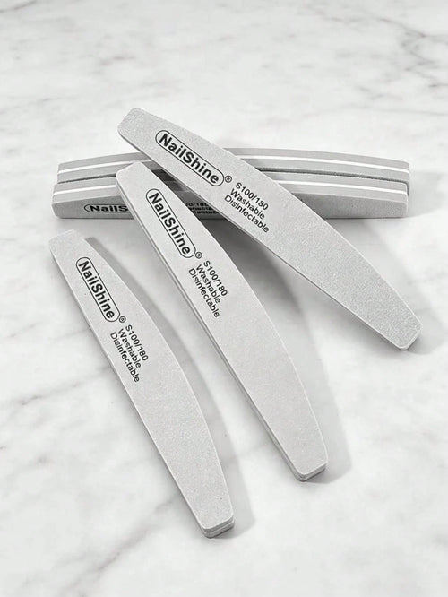 5pcs Crescent-Shaped Shape Washable & Disinfectable Professional Sponge Nail File 100/180