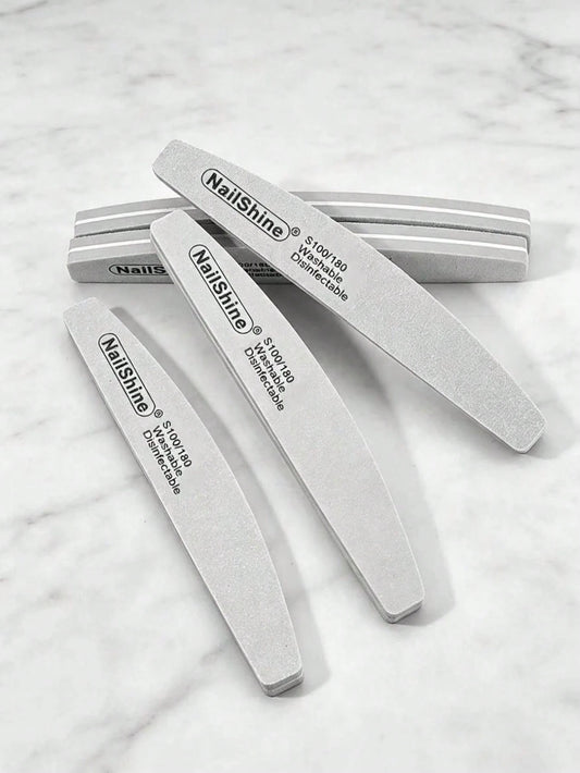 5pcs Crescent-Shaped Shape Washable & Disinfectable Professional Sponge Nail File 100/180