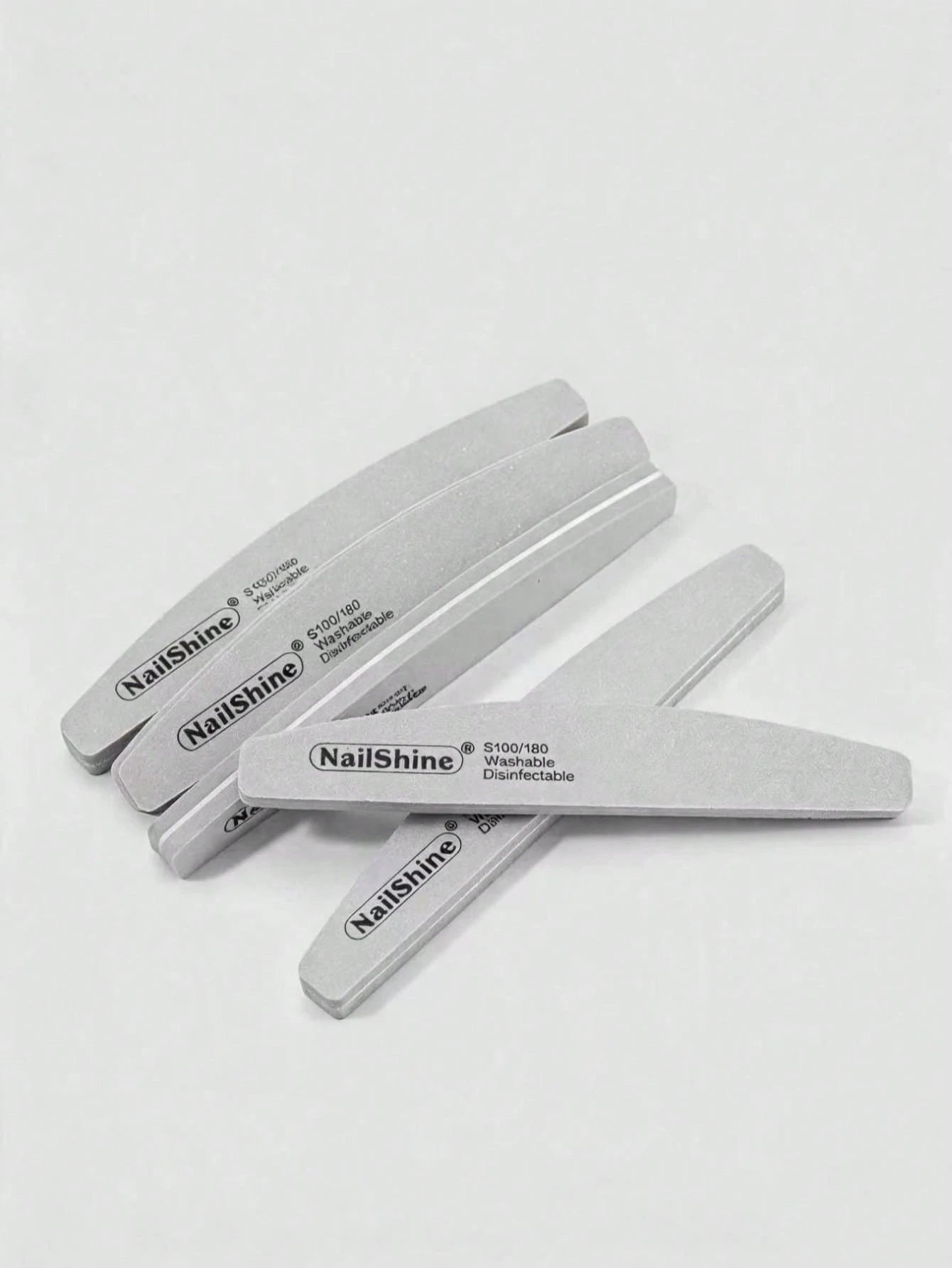 5pcs Crescent-Shaped Shape Washable & Disinfectable Professional Sponge Nail File 100/180