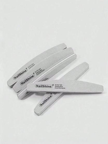 5pcs Crescent-Shaped Shape Washable & Disinfectable Professional Sponge Nail File 100/180