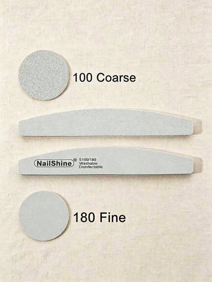 5pcs Crescent-Shaped Shape Washable & Disinfectable Professional Sponge Nail File 100/180