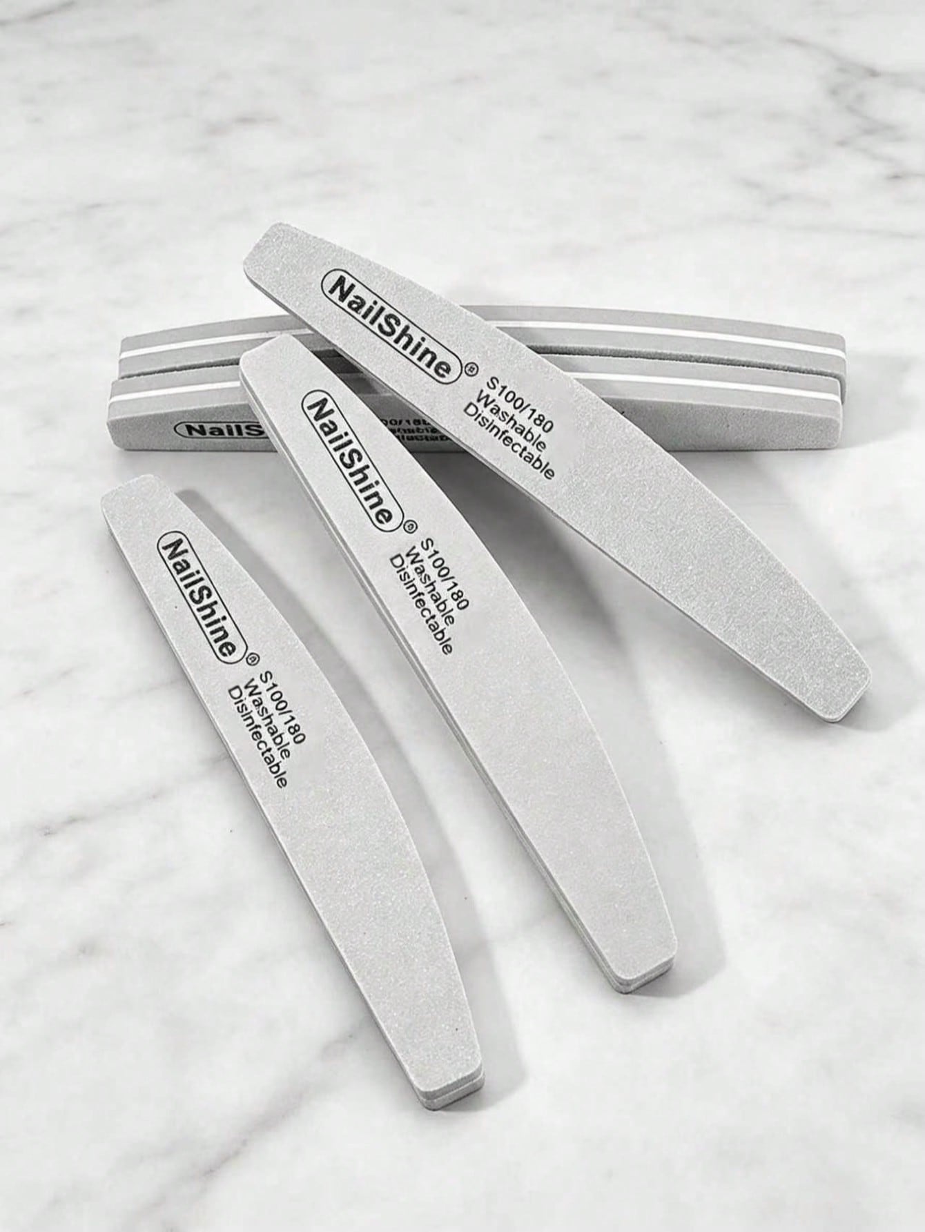 5pcs Crescent-Shaped Shape Washable & Disinfectable Professional Sponge Nail File 100/180