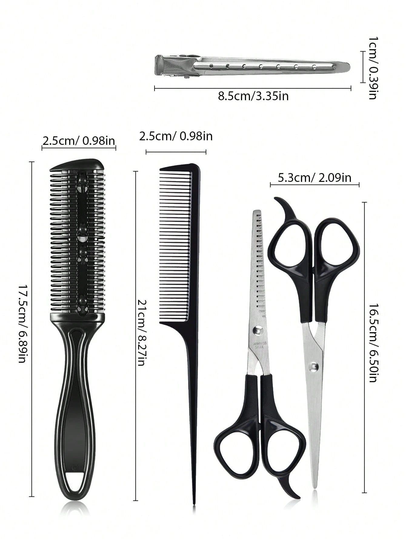 5pcs Professional Hair Styling Tool Set- Includes Hair Cutting Scissors, Comb, And Thinning Shears For Perfect Haircuts And Thinning, Slick Back Brush, Hair Dryer, Hair, Barber, Hair Tools, Hair Prod