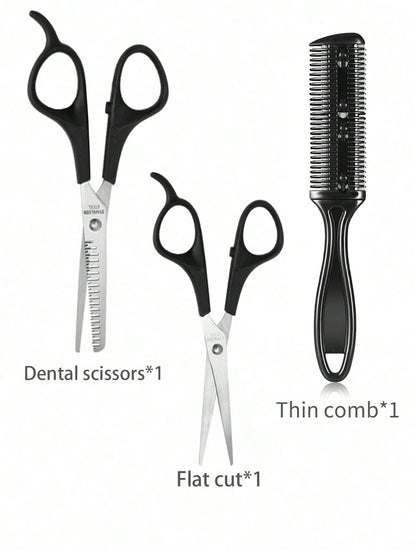 5pcs Professional Hair Styling Tool Set- Includes Hair Cutting Scissors, Comb, And Thinning Shears For Perfect Haircuts And Thinning, Slick Back Brush, Hair Dryer, Hair, Barber, Hair Tools, Hair Prod