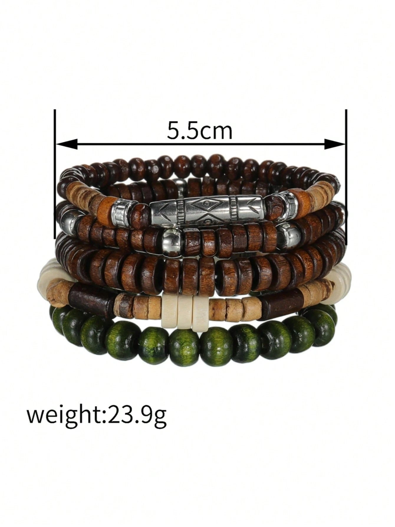 5pcs/Set Unisex Wooden Beaded Bracelets, Fashionable Jewelry Gift Set
