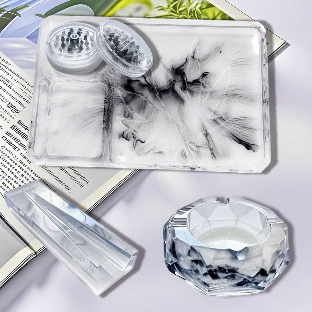 5ps Epoxy Resin Set, Large Rolling Tray And Grind And Storage Resin Casting, Epoxy Kit
