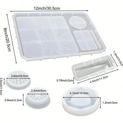 5ps Epoxy Resin Set, Large Rolling Tray And Grind And Storage Resin Casting, Epoxy Kit