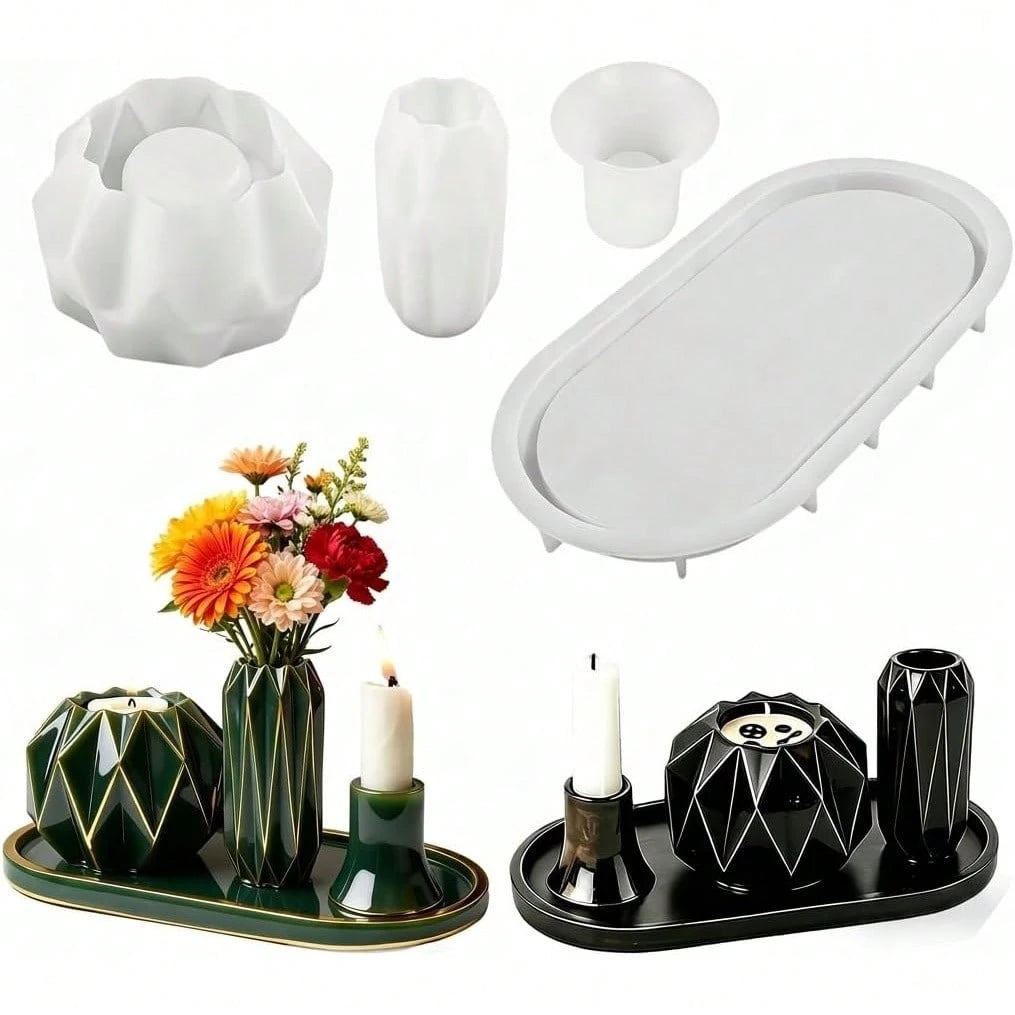 5ps Epoxy Resin Set, Large Rolling Tray And Grind And Storage Resin Casting, Epoxy Kit